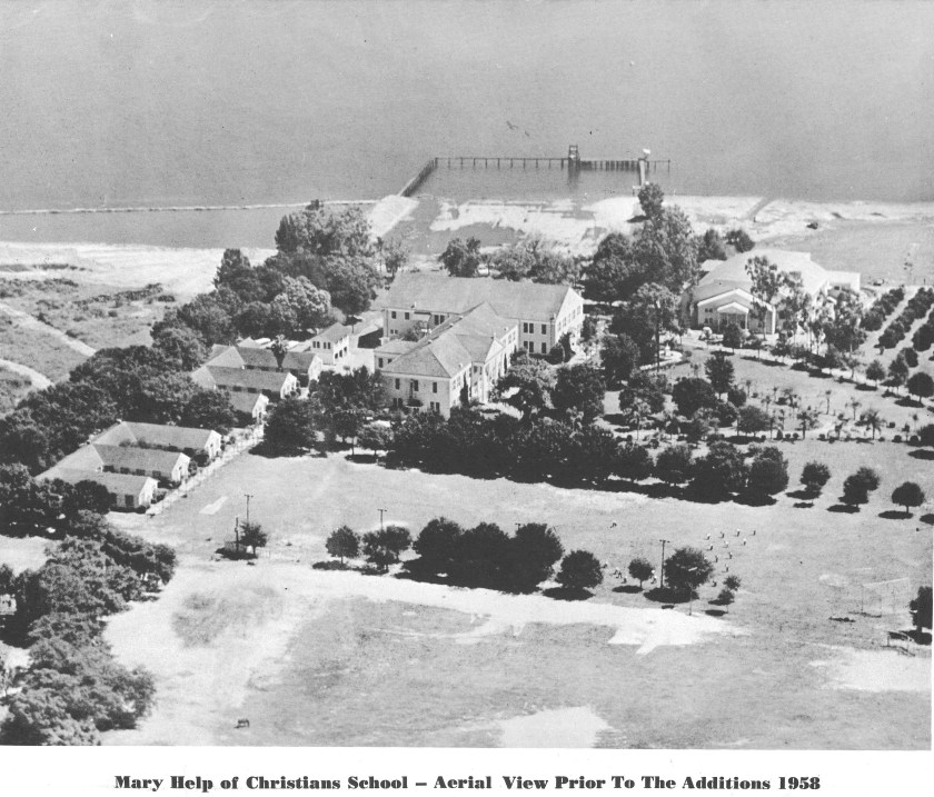 Aerial view 1958 - before Church was built
